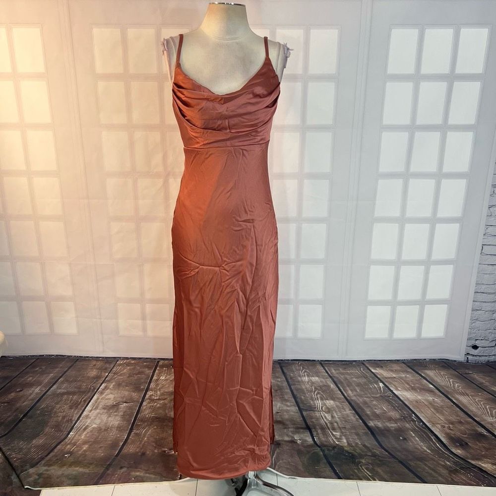 Revelry desert rose satin bridesmaids gown size 6